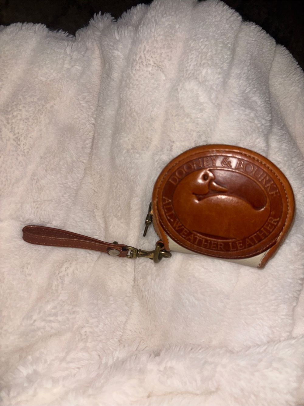 Dooney & Bourke Tan Leather Oval Wristlet Coin Case